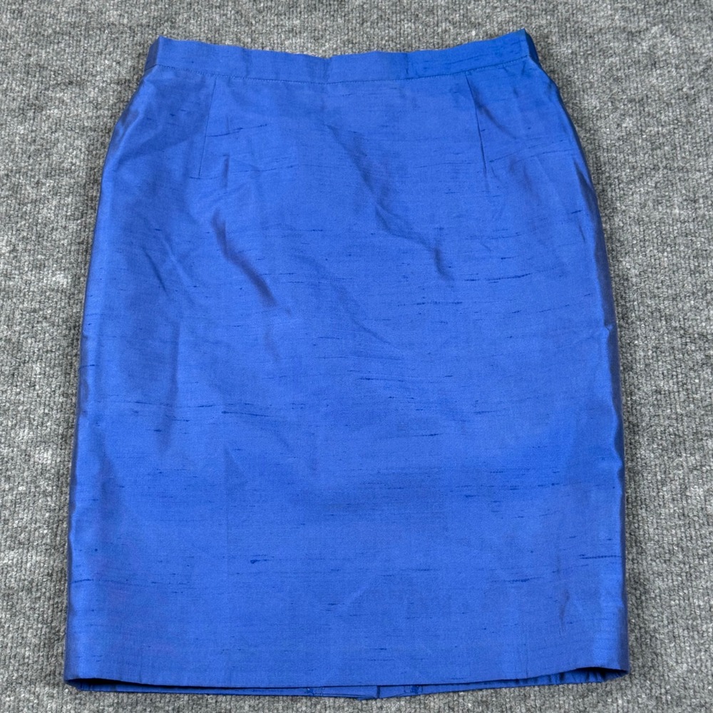 Escada Margaretha‎ Ley Silk Pencil Skirt Size 8 Medium Zip Button Career Office